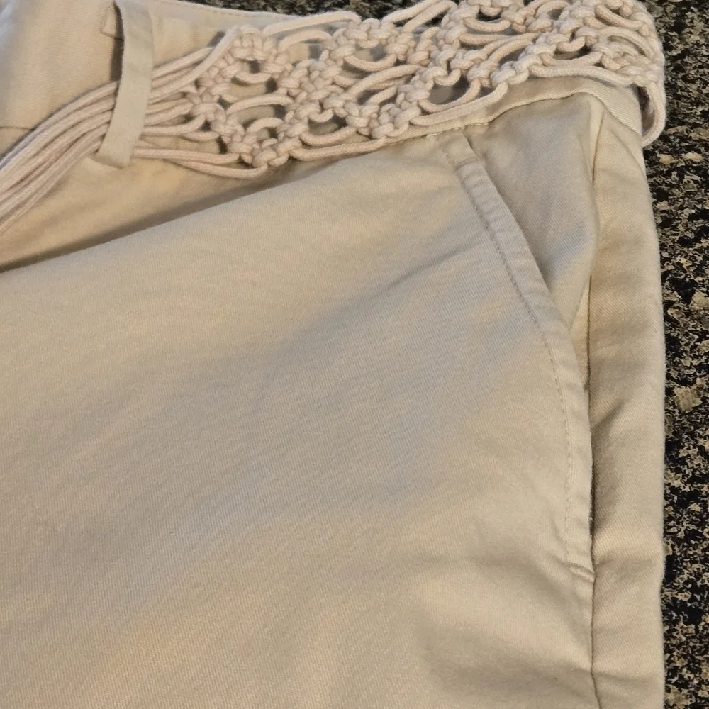 LRL Lauren Ralph Lauren Tan Pants with Braided Belt Wide Leg 4 pkt Women's 16W